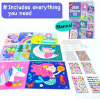 EZCRA Easy Arts and Crafts for Kids - Fun Gem Sticker Kit - 8 Unicorn Princess Themes, 990+ Stickers - Gem Art for Kids - Diamond Art Kits - Gifts for Girls Ages 3-8