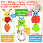 Spiral Car Seat Toys for Infants, 0-6 Months Carseat & Stroller Pram Separable Activity Hanging Toys with Rattle, Teethers, Newborn Soft Plush Travel Toy for Boys Girls Essentials Gifts