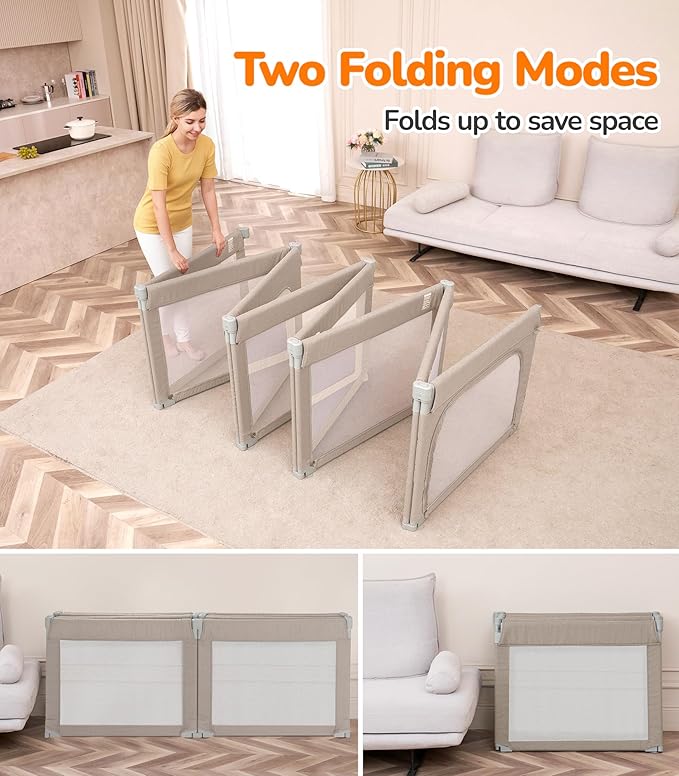 Dripex Foldable Playpen for Babies and Toddlers, 71"×69" Extra Large Baby Playpen, Indoor & Outdoor Safety Gate Collapsible Play Pen, Baby Fence Play Area with Visible Mesh, Khaki