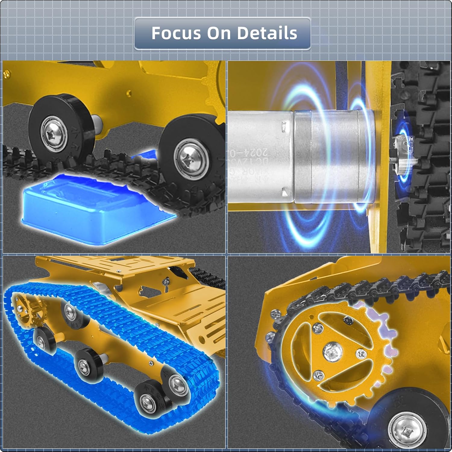 Tank Car Chassis with Encoder Motor, Shock Absorbing Robot Chassis Full-Metal Robotic Moving Platform Track for RaspberryPi Arduino Jetson Microb DIY Maker Smart Robot Car Learning Kit