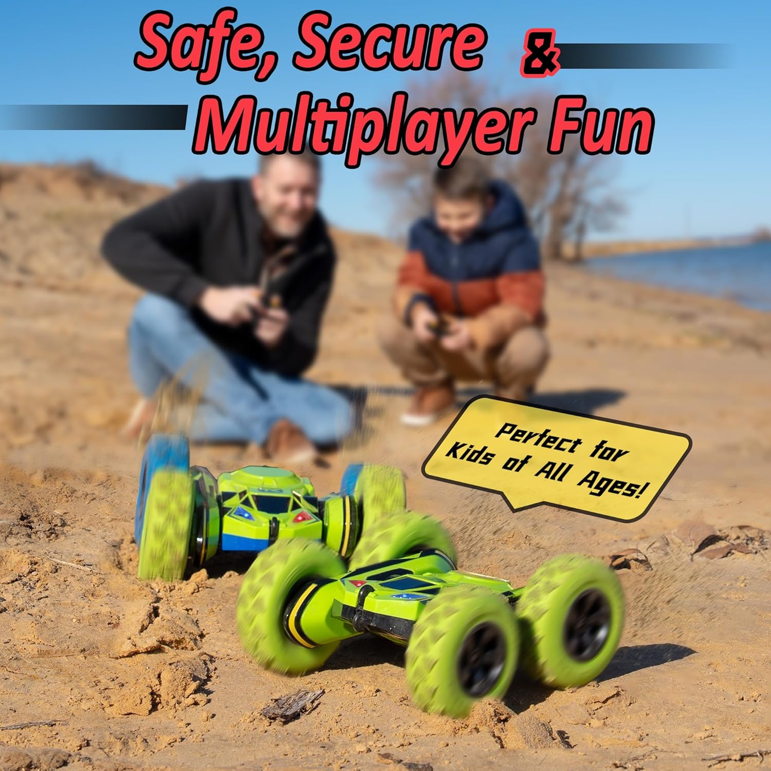 Threeking RC Stunt Car Remote Control Cars with Lights Double-Sided Driving Indoor Outdoor Toys Gifts Presents for 6 7 8 9 10 11 12 Year Old Kids Boys Girls