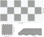 qqpp EVA Rubber 18 Tiles Interlocking Puzzle Foam Floor Mats - Baby Play Mat for Playing | Exercise Mat for Home Workout. White, Gray. QC-ALb18N