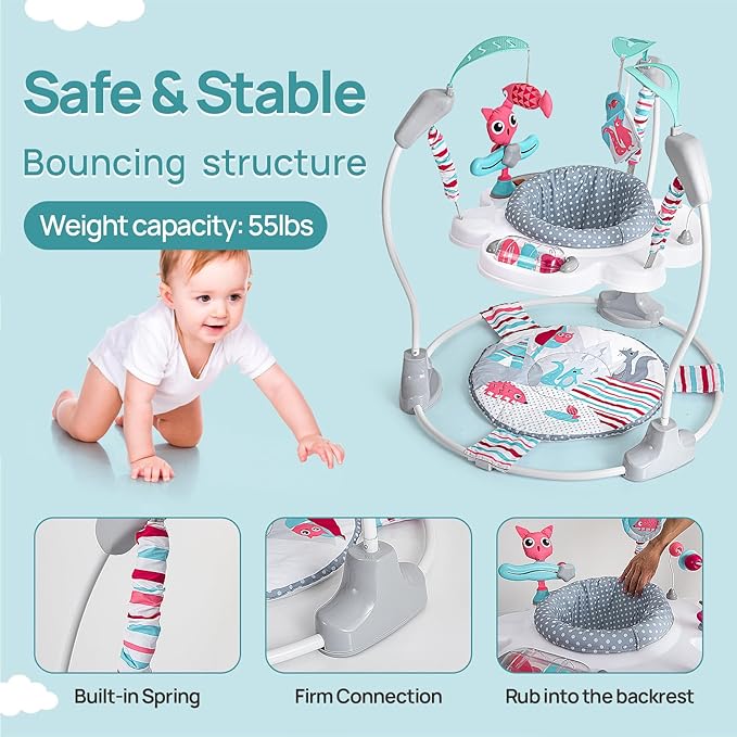 Portable Baby Activity Center Play Center 7-18 Months and Developmental Toys 7-18 Months,Pink