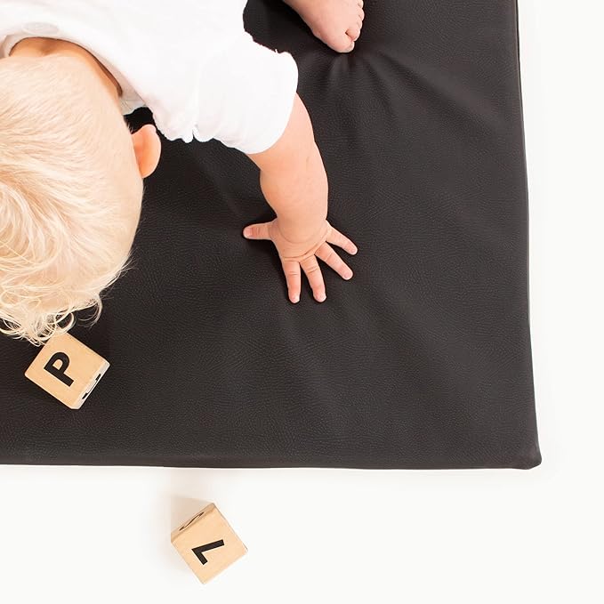 Gathre Baby Changing Pad, Made of Premium, Soft, Water-Resistant Vegan Leather, Portable Playmat for Babies, Use at Home Nursery or During Travel - Raven
