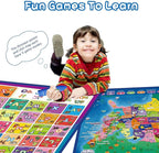 Bilingual Interactive for Kids Talking USA Map Alphabet Poster for Toddlers Learning and Educational Toys,Talking Educational Chart for Ages 3 to 12 Years Old,Learning ABC Letters for Preschool/Gift