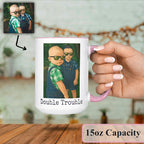 Personalized Coffee Mug, Custom Drawing Portrait Gift, Funny Customized Coffee Gift for Men & Women, Custom Mugs with Pictures, Pink 15oz Customized Ceramic Tea Cup
