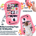 Baby Play Gym for 0-6 Months, High Contrast Tummy Time Mat, Kick and Play Piano, Music and Lights, Newborn Gifts for Girls, Pink