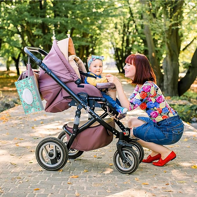 FEBSNOW 2 Pack Baby Wipe Pouch, Portable Wet Wipe Holder Container, Reusable and Refillable Travel Wet Wipes Dispenser Case