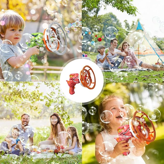 Dino Bubble Gun Bubble Machine for Dinosaur Bubble Blower Toy for Kids and Toddlers Bubble in Bubble Gun Party Favors Birthday for 3 4 5 6 7 8 9 10+Years Old Boys and Girls (Green)