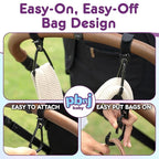 Stroller Hooks for Hanging Diaper Bags - Mommy Stroller Clip and Stroller Accessories Organizer Hook - Large Carabiner Clips for Mom Purse Shopping Grocery Bag and Accessory - (2 Pack) (Clips)