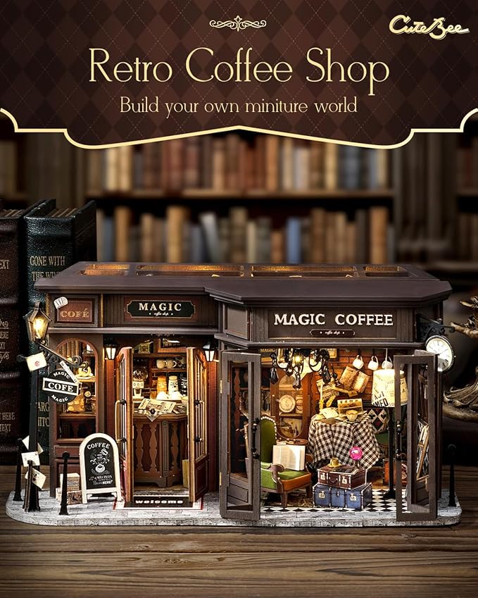 CUTEBEE Dollhouse Miniature with Furniture, DIY Wooden Dollhouse Kit Plus Dust Proof, Creative Room Idea