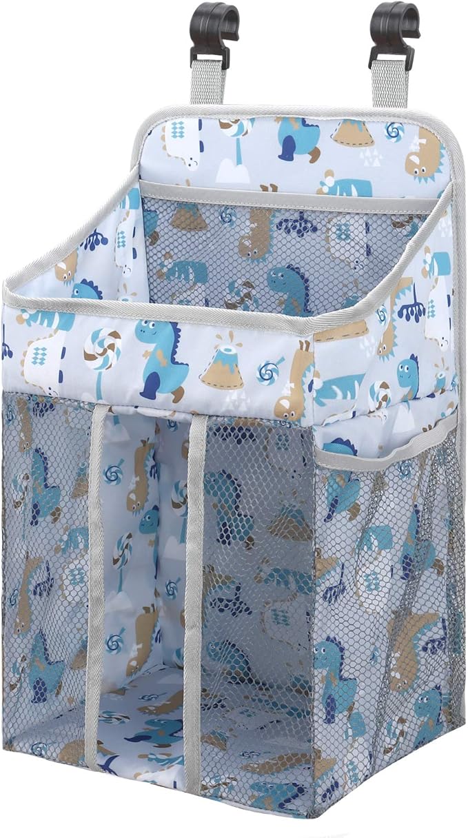 Accmor Hanging Baby Diaper Caddy Organizer, Diaper Stacker, Baby Crib Hanging Classified Storage Bag Organizer for Changing Table, Crib, Playard or Wall & Nursery Organization, White