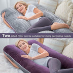 Meiz Pregnancy Pillow, Pregnancy Body Pillow, Pregnancy Pillows for Sleeping, Maternity Pillow for Pregnant Women with Velvet Cover, Grey & Purple