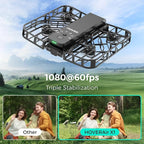 X1 Drone with Camera, Self-Flying Camera Drone with Follow Me Mode, Foldable Mini Drone with HDR Video Capture, Palm Takeoff, Intelligent Flight Paths, Hands-Free Control Black (Combo Plus)
