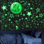 965 PCS Glow in The Dark Stars and Moon for Ceiling, Luminous Stars and Planet Wall Decals, Kids Room Decor, Glowing Galaxy Wall Stickers for Nursery Decorations (Green)