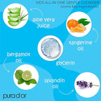 PURA D'OR 16 Oz Kids Wash - All-in-One Gentle Cleanser - USDA Biobased, Sulfate-Free, Tear-Less, Hypoallergenic, Premium, Shampoo & Bubble Bath