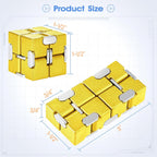 Fidget Cube, Zinc Aolly Metal Infinity Cube Fidget Desk Toy, Punk Style Design With Exquisite Case, Durable and Heavy Cool Gadgets, Adult Fidget Toys for Alleviate Stress and Anxiety(Yellow)