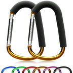 sprookber 6.7 Inch Large Stroller Hooks for Diaper Bags & Purses, Heavy Duty Mommy Hooks for Shopping, Grocery, Backpack – Baby Stroller Accessories, Set of 2 (Gold)