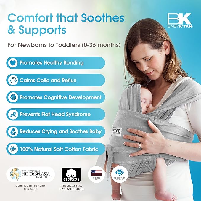 Original Baby K'tan Baby Carrier: #1 Easy Pre-Wrapped, Soft, Slip-On, No Rings, No Buckles | 5 in 1 Baby Sling Gift | The Best Hands Free Infant Wrap For Newborn to Toddler up to 35lb (See Size Chart)