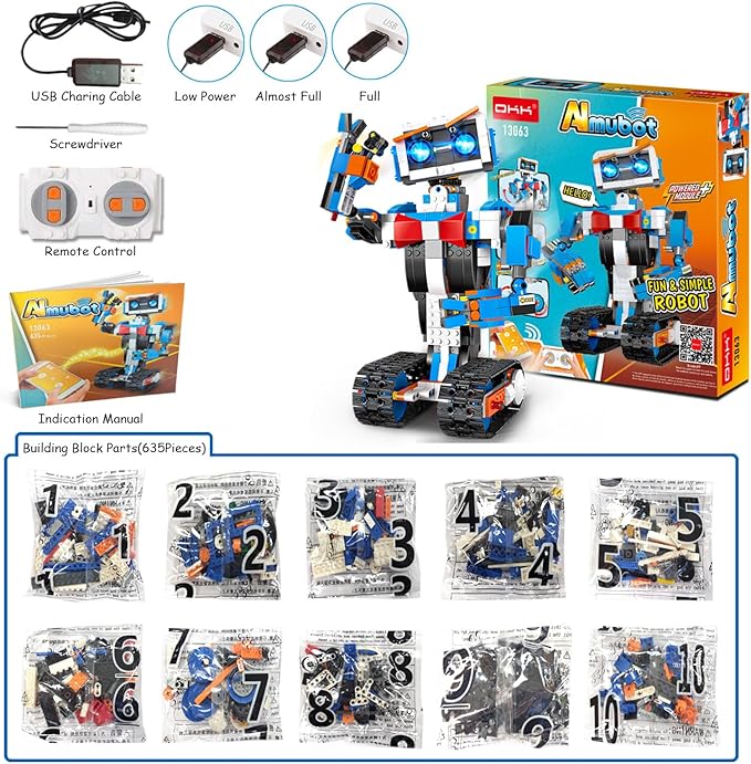 okk Robot Building Toys for Boys, STEM Projects for Kids Ages 8-12, Remote & APP Controlled Engineering Learning Educational Coding DIY Building Kit Rechargeable Robot Toy Gifts for Girls