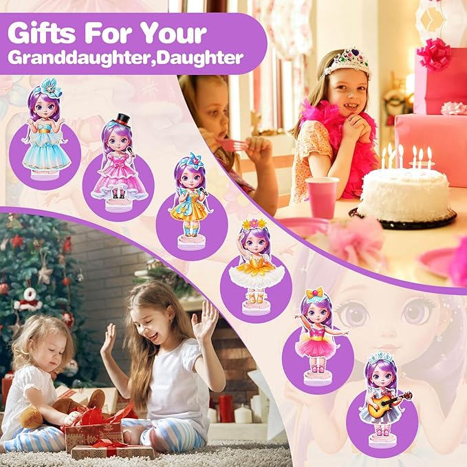 Magnetic Dress Up Dolls,Paper Dolls for Girls Ages 4-10,DIY Princess Magnetic Dress-Up Doll Pretend Play Set, Great for Girl Birthday (Joy)
