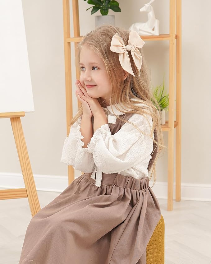 Doboi 8PCS Baby Girls Hair Clips Fable Hair Bows Cotton Linen Bows for Girls Hair Accessories for Baby Toddlers Kids