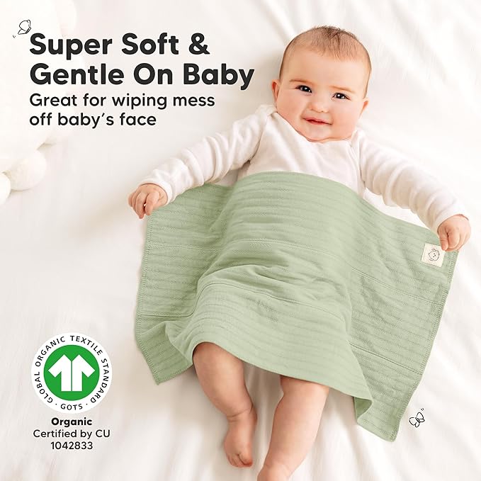 KeaBabies Organic Cotton Burp Cloths Baby Girl, Boy - 6-Pack Large Burping Clothes for Babies, Spit Up Rags, Super Soft & Absorbent Newborn Wash Towels, Gender Neutral,Non-Shrink (Stria, Muted Pastel)
