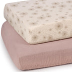 lulumoon Mini Crib Sheets Muslin: Soft Cotton Fitted Mini Crib Mattress Sheets for Boys and Girls 2Pack