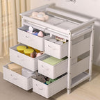 YUFU Changing Table, Nursery Dresser with 6 Storage Drawers, Safety Rails & Strap, Baby Diaper Changing Station, White