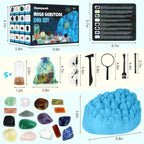 Gemstone Dig Kit (Unique Shape),Great STEM Science Kit for Kids- Excavate Your Own 16 Real Gemstones,Educational DIY Toys,Gem Digging Kit,Archaeology Geology Gifts for Boys & Girls Ages 6+