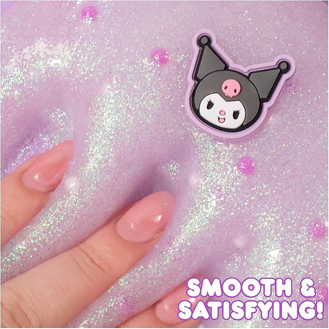 Kuromi SLIMYGLOOP Jar, 8 oz Purple & White Cake-Scented Slime, Includes Beads & Kuromi Charm, Sanrio Stuff, Hello Kitty Merch, Sanrio Slimes