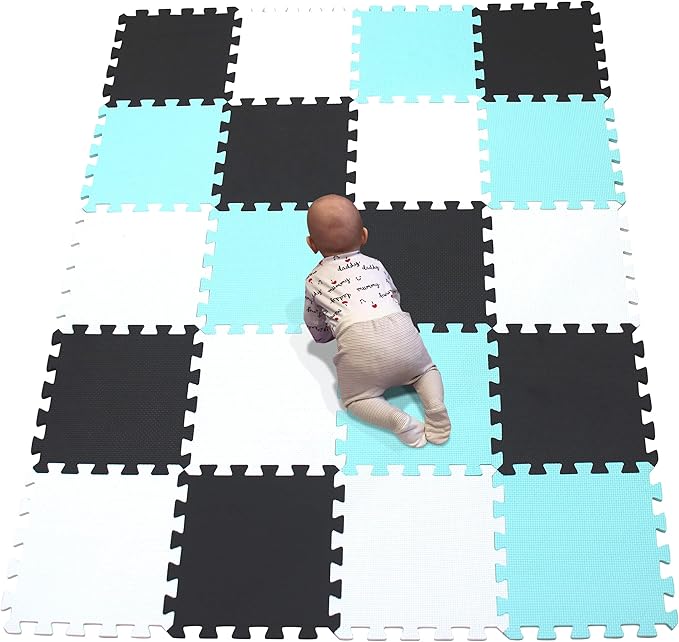 YIMINYUER® 20 Tiles (30cm×30cm×1cm Each Tile) Baby Soft Puzzle Play Mats, Kids Thick EVA Foam Floor, Toddlers & Children's Soft Interlocking Mat R01R04R08G301020