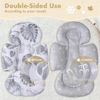 Infant Car Seat Insert, 2-in-1 Head & Body Carseat Support for Baby Newborn Toddler with Strap Covers, Reversible Ultra-Soft Cushion for Baby Carseat, Stroller, Swing & Bouncer