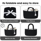 Baby Diaper Caddy Organizer for Girl Boy Cotton Rope Nursery Storage Bin Basket Portable Holder Tote Bag for Changing Table Car Travel Baby Shower Gifts Newborn Essentials Registry Must Haves Black