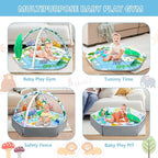 Baby Gym Play Mat, 8-in-1 Tummy Time Mat & Activity Gym Mat Ball Pit with Detachable Toys, Washable Infant Play Mat for Visual, Hearing, Sensory, Motor Development, Newborn Baby Toys Gift for Toddler 0-3-6-9-12 Months Easy to Install