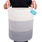 OrganiHaus Gray Nursery Laundry Basket 15x18 | Farmhouse Hamper Basket | Extra Large Storage Basket | Blanket Basket for Living Room | Baby Laundry Hamper | Toy Basket for Kids | Soft Pillow Basket