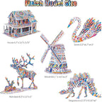 BEARUN 3D Coloring Puzzle Set, Arts and Crafts for Girls and Boys Age 6 7 8 9 10 11 12 Year Old, Fun Educational Painting Crafts Kit with Supplies for Kids, Birthday Toy Gift for Kids