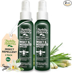 Deet-Free Insect & Mosquito Repellent Pack of 2 (8 oz) – Nice Smelling Insect Repellent with Lemongrass Oil Safe for Pets and Kids – Bug Spray for Mosquitoes, Gnats, Black Flies, and No-See-ums