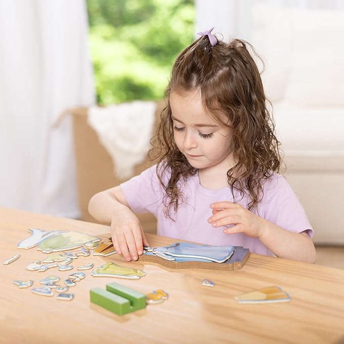 Melissa & Doug Disney Princess Tiana Magnetic Dress-Up Wooden Doll Pretend Play Set (30+ pcs) - FSC Certified