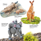 6PCS Australian Animal Figurines Family Toys for Kids, Zoo Safari Animal Figure, Includes Koala,Kangaroo,Platypus Figures with Cubs, Birthday Gift Party Favors Cake Toppers for Boy Girl