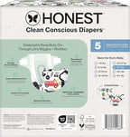 The Honest Company Clean Conscious Diapers for Delicate Skin | Up to 100% Leakproof | Hypoallergenic, Fragrance Free | Gender Neutral | Club Box, Size 5 (27+ lbs), 44 Count (Prints May Vary)