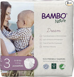Bambo Nature Hypoallergenic Dream Baby Diapers, Premium Eco-Labeled Sustainable Diapers, Enhanced Leakage Protection, Totally Chlorine-free, Skin Friendly, and Super Absorbent - Size 3 (87 Count)