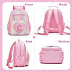 I IHAYNER Kids Glitter Lightweight Backpack for School Travel & Daycare, Toddler Backpack for Girls 3+ Preschool Kindergarten Elementary Kids Backpack-Rainbow Pink C