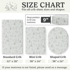 Crib Sheets Neutral - Fitted Baby Crib Sheets Bed for Girl Boy - 2 Pack Standard & Toddler Mattress - Buttery Soft Organic Cotton Blend (Arctic Journey)