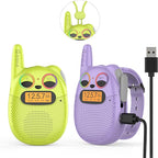 Qniglo Walkie Talkies for Kids - 2 Pack Rechargeable, Christmas & Birthday Gifts for Boys & Girls Age 3-12, Long Range Kids Walkie Talkies with FM Radios for Family Adventure Camping & Spy Games