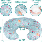 Nursing Pillow, Breastfeeding Pillow with Removable Cotton Cover, Baby Feeding Pillow for Mom Easier Breast Feeding and Bottle Feeding, Breastfeeding Support Cushion for Newborn (Leave)