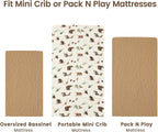 david's kids Muslin Mini Crib Sheets, 2 Pack Cotton Pack N Play Sheets for Boys Girls Neutral, Soft Breathable Baby Sheets Fit Pack N Play, Playard and Mini Crib Mattresses, Woodland Animal