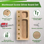 Panda Brothers Montessori Screwdriver Board Set - Wooden Montessori Toys for 4 Year Old Kids and Toddlers, Sensory Bin, Fine Motor Skills, STEM Toys