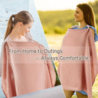 Nursing Cover 100% Cotton Breastfeeding Cover Privacy Muslin Lightweight Full Coverage Nursing Scarf Gift Set (Dusty Pink)