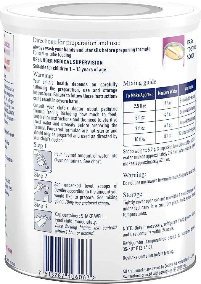 Alfamino Junior Amino Acid Based Pediatric Powder Formula, Vanilla, 14.1 oz